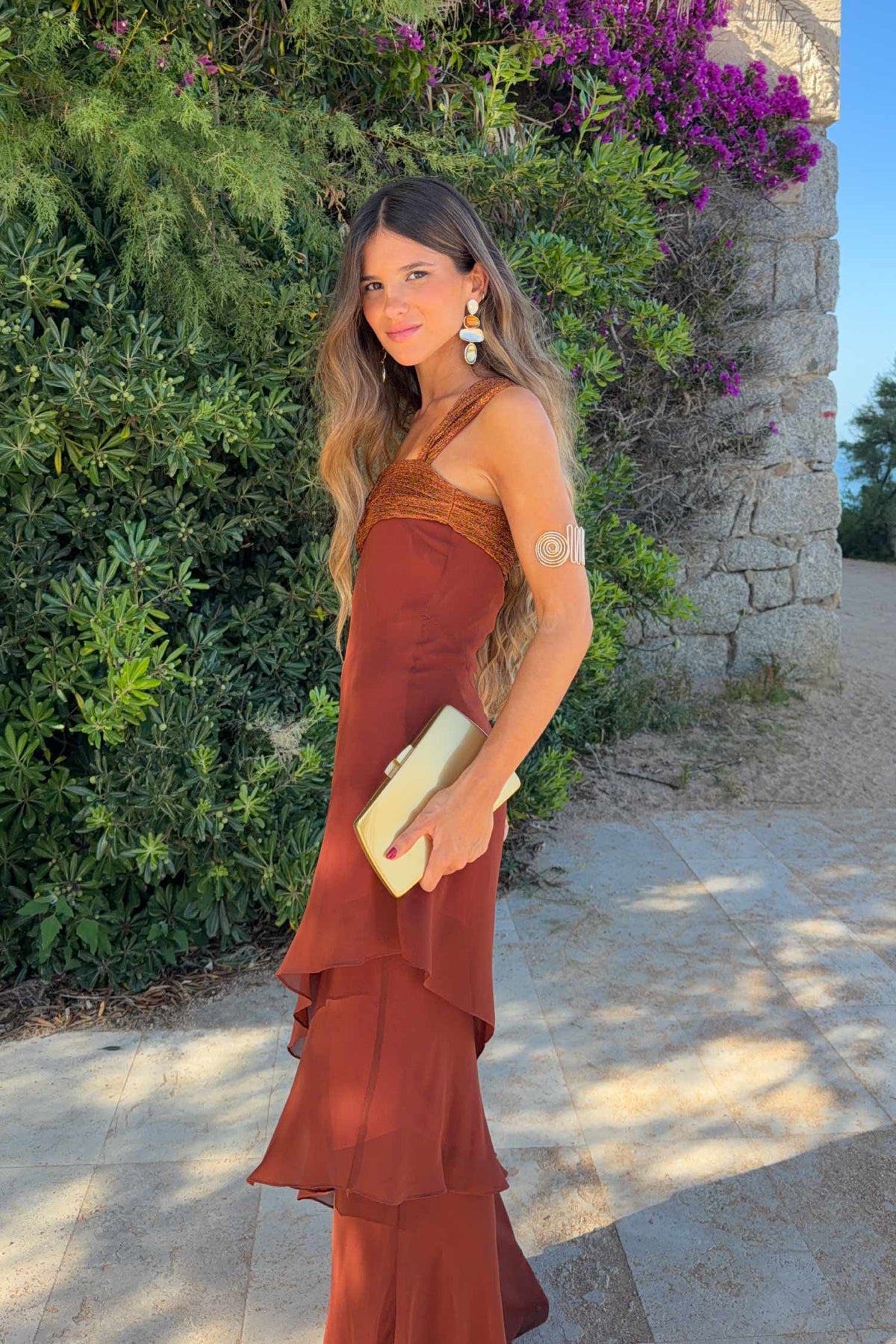 Antonella | vestido largo cobre