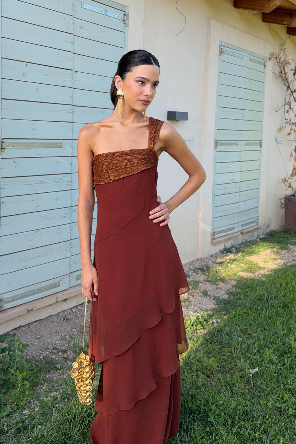 Antonella | vestido largo cobre