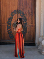 Vestido largo con estampado colorido, vista trasera