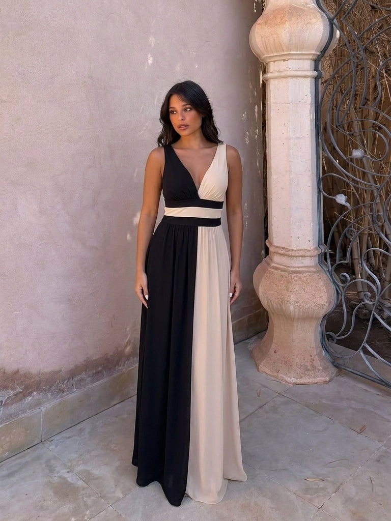 Vestido largo de corte fluido, quinta vista