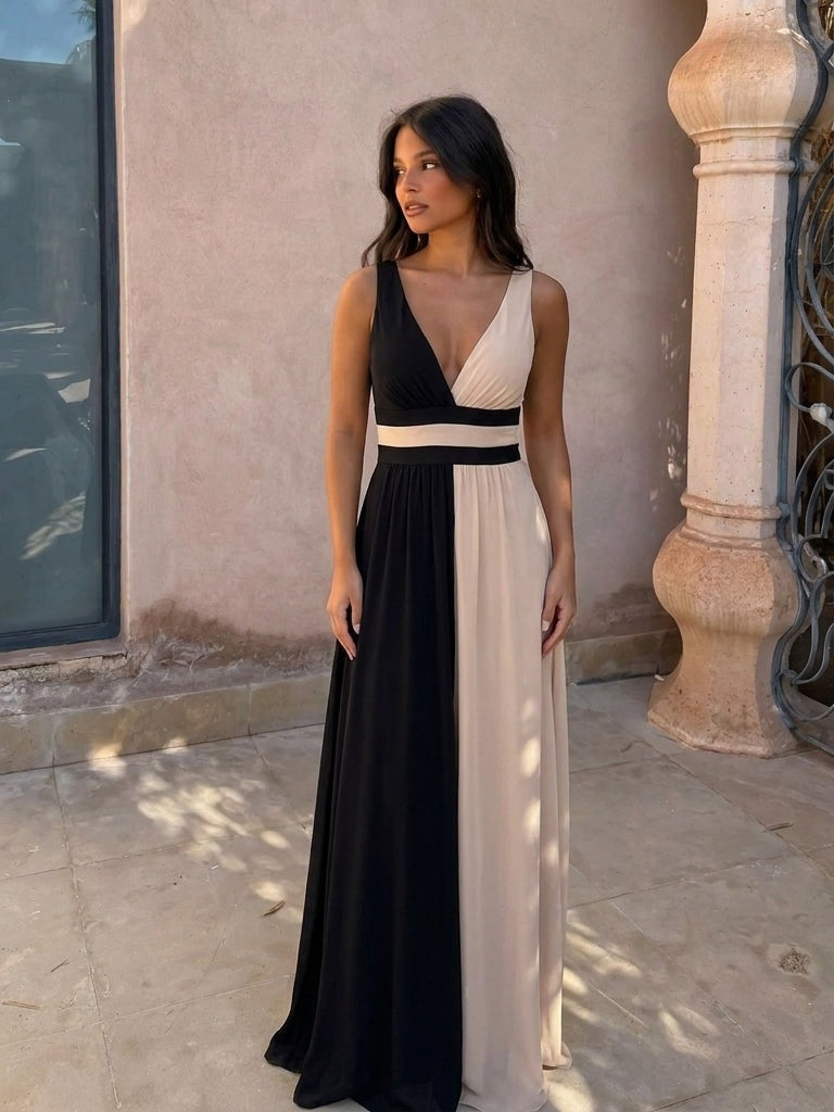 Vestido largo de corte fluido, séptima vista