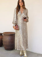 Vestido largo de corte sencillo, quinta vista