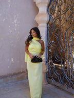 Vestido largo de línea fluida, Amarillo, vista 11