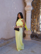 Vestido largo de línea fluida, Amarillo, octava vista