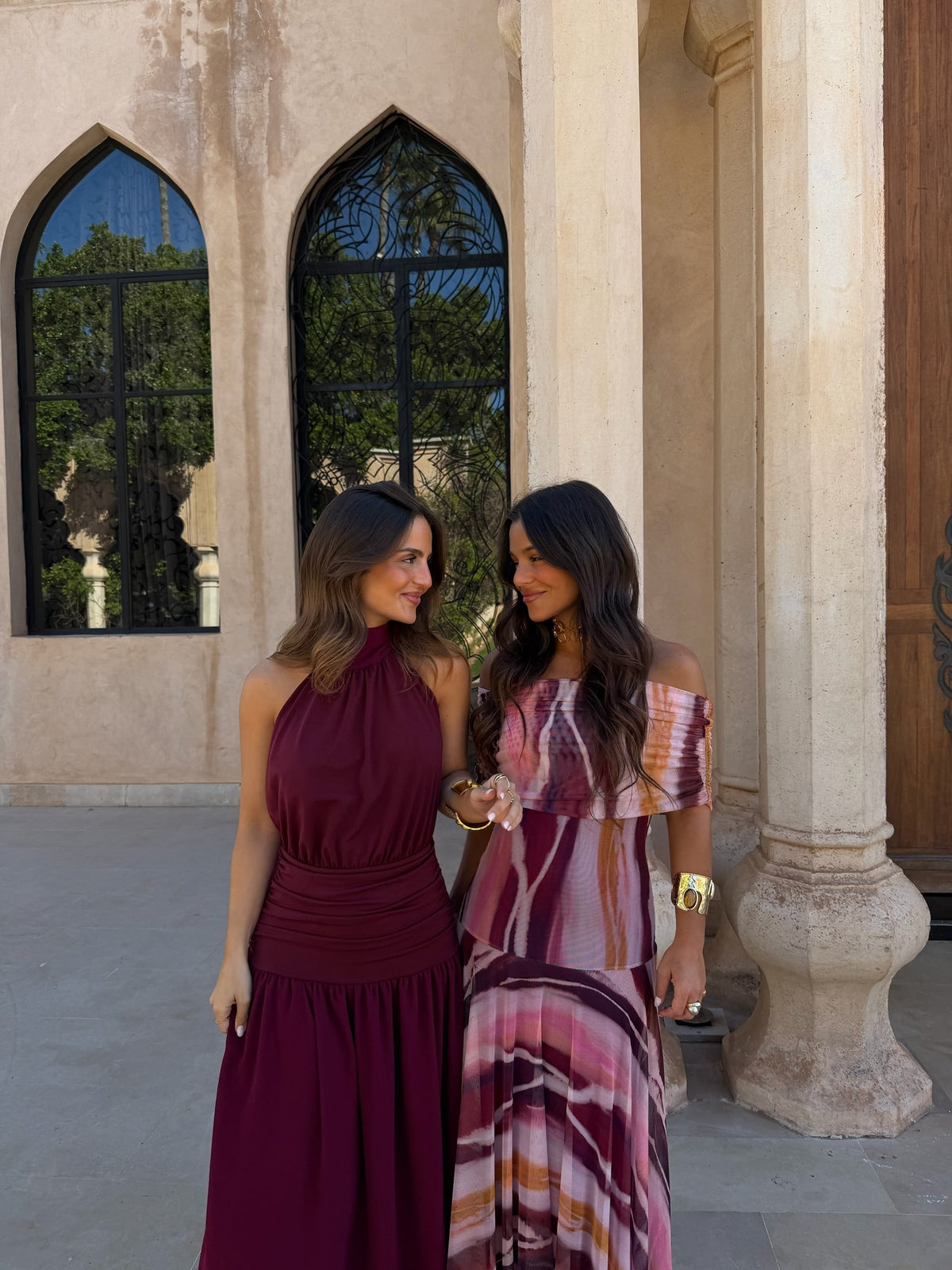 Vestido largo de tul estampado, Morado, séptima vista