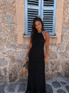 Vestido largo de verano, color negro, vista frontal