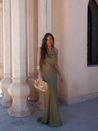 Vestido largo de viscosa, Verde, vista frontal