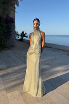 Mara | vestido largo dorado