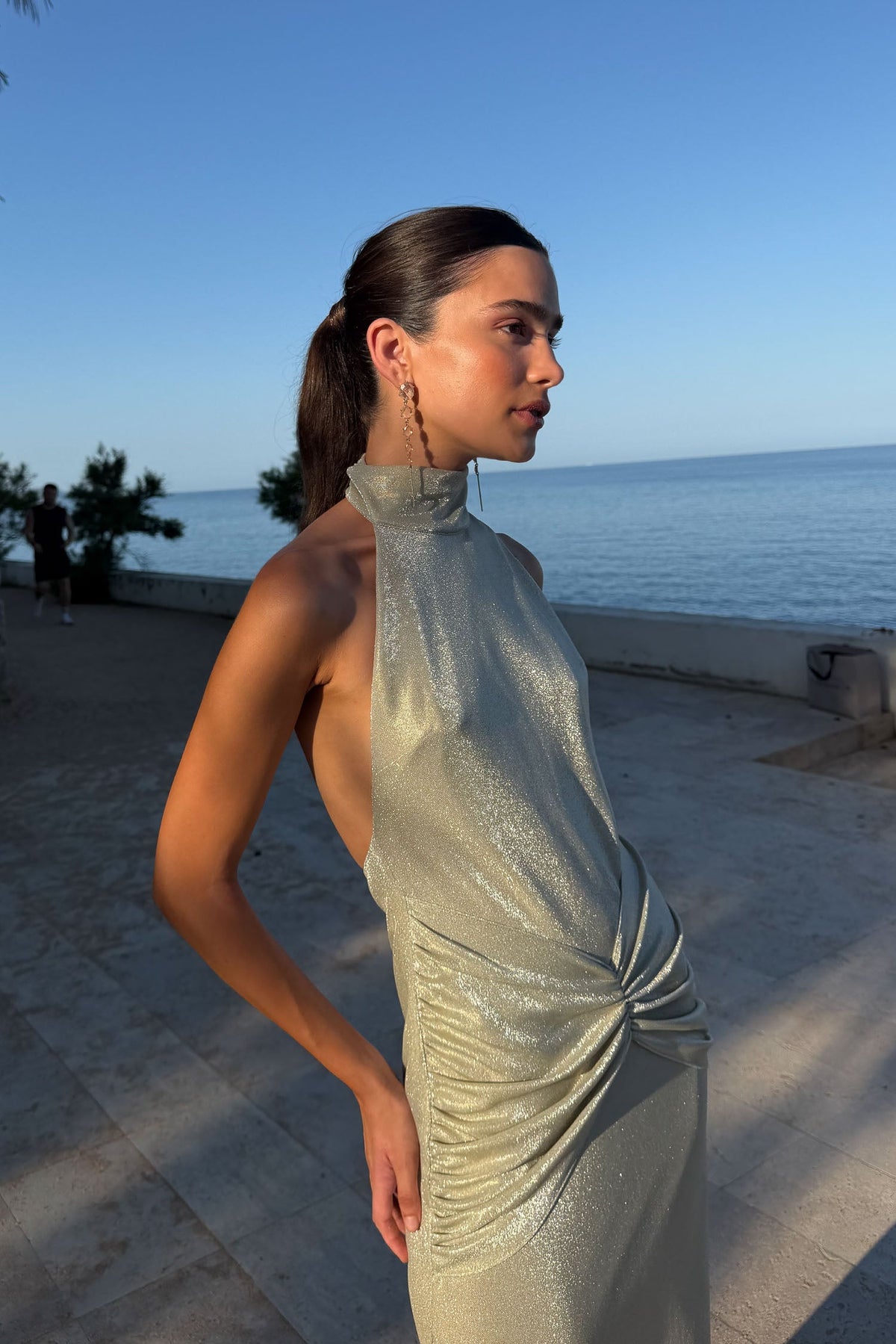 Mara | vestido largo dorado