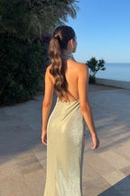 Mara | vestido largo dorado