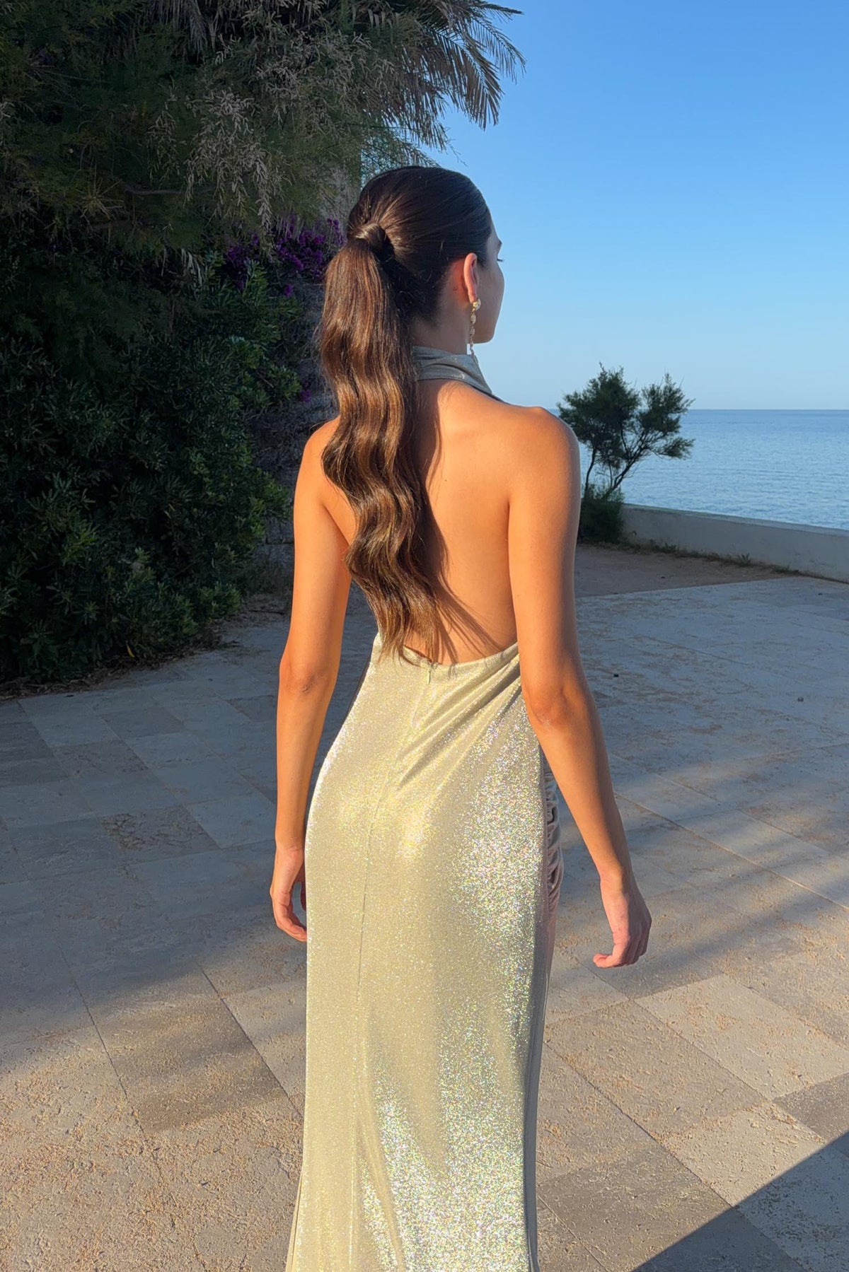 Mara | vestido largo dorado