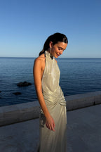 Mara | vestido largo dorado