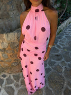 Vestido largo entallado, Rosa, segunda vista