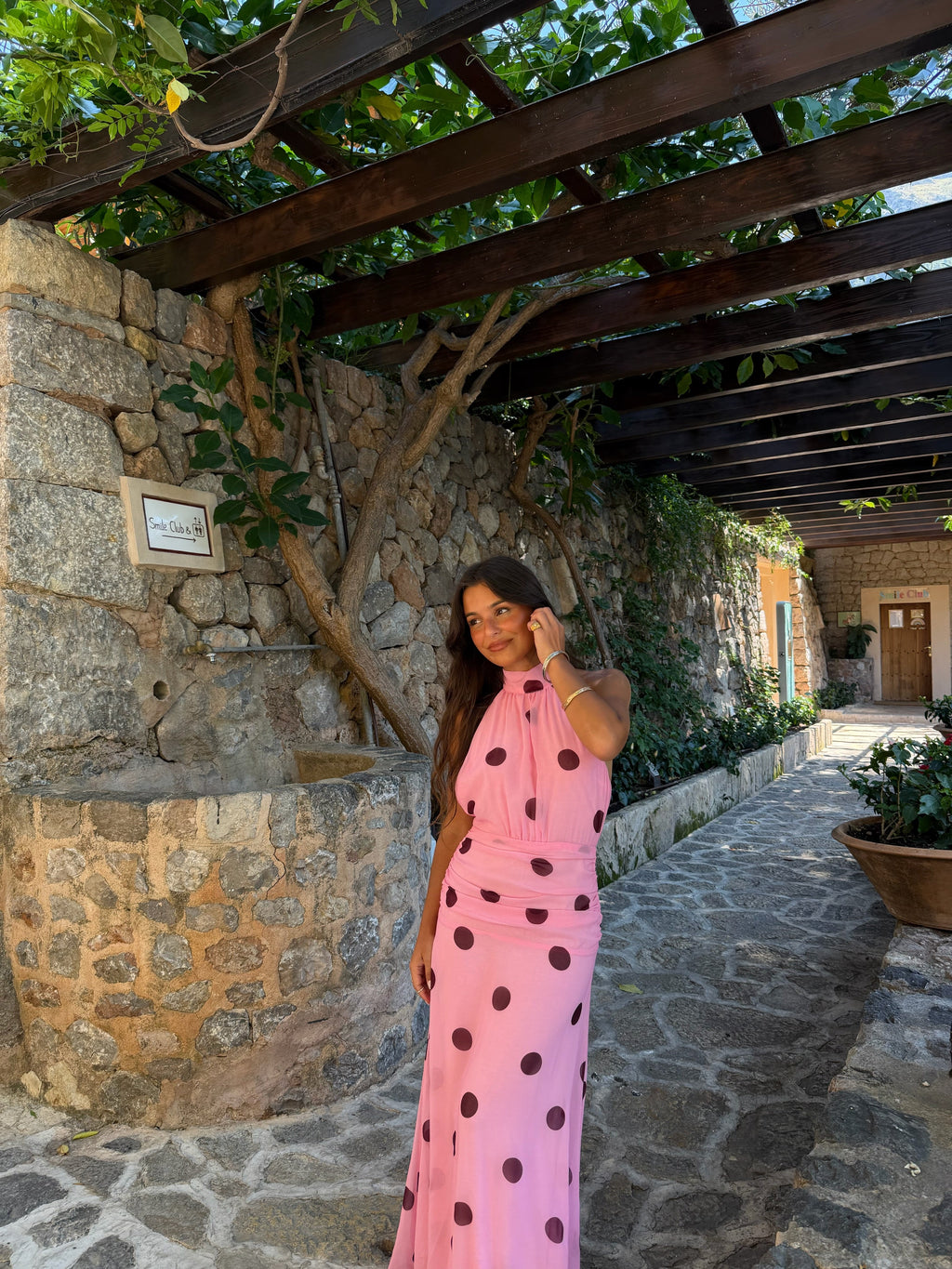 Vestido largo entallado, Rosa, sexta vista