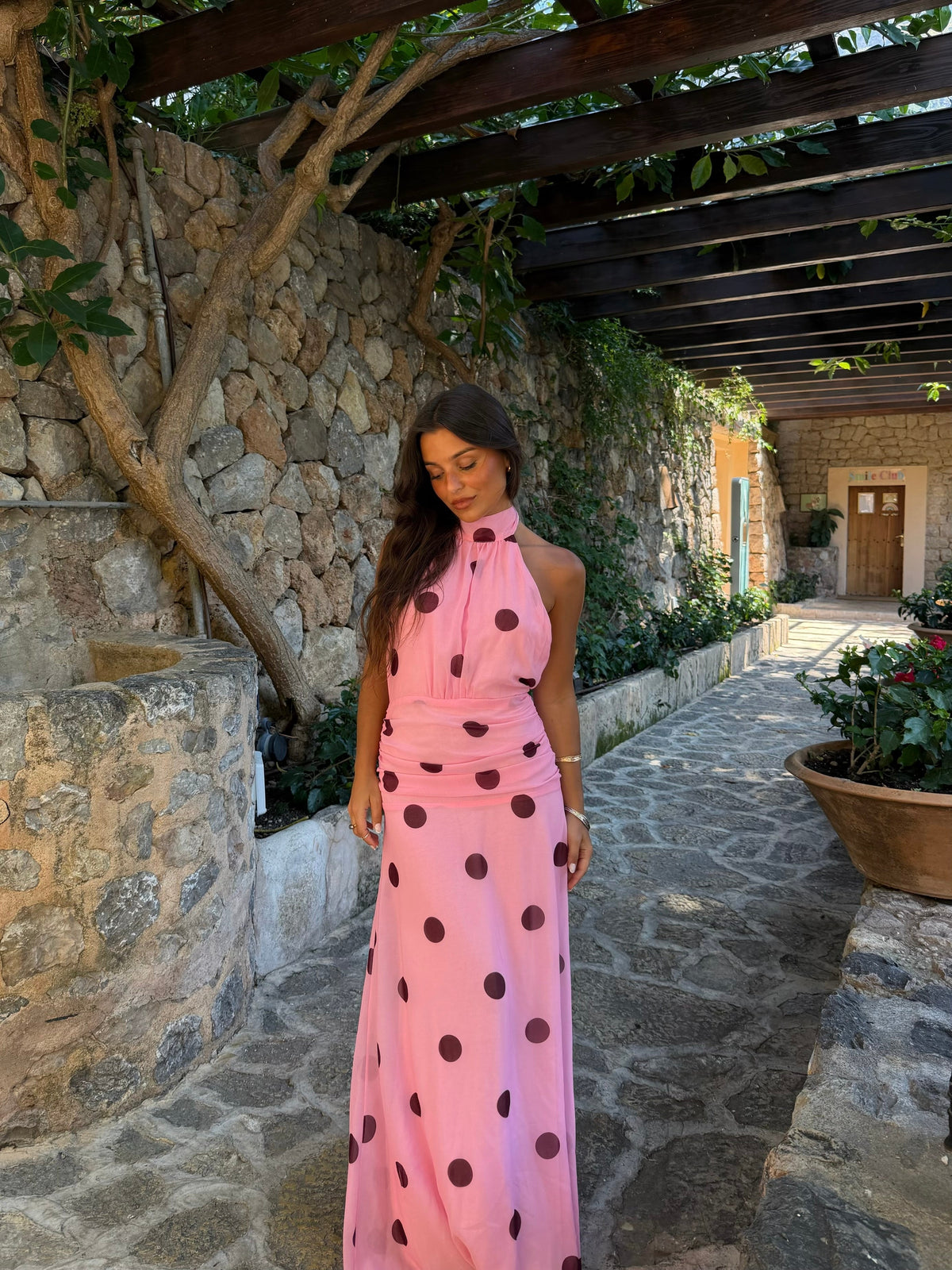 Vestido largo entallado, Rosa, séptima vista