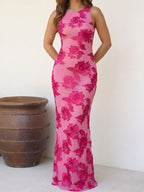 Vestido largo estampado de corte amplio, séptima vista