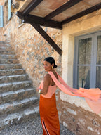 Vestido largo estampado, Naranja, vista 10