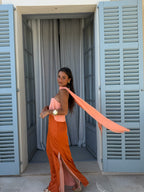 Vestido largo estampado, Naranja, tercera vista