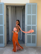 Vestido largo estampado, Naranja, sexta vista