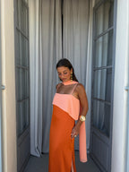Vestido largo estampado, Naranja, séptima vista