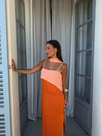 Vestido largo estampado, Naranja, octava vista