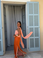 Vestido largo estampado, Naranja, novena vista