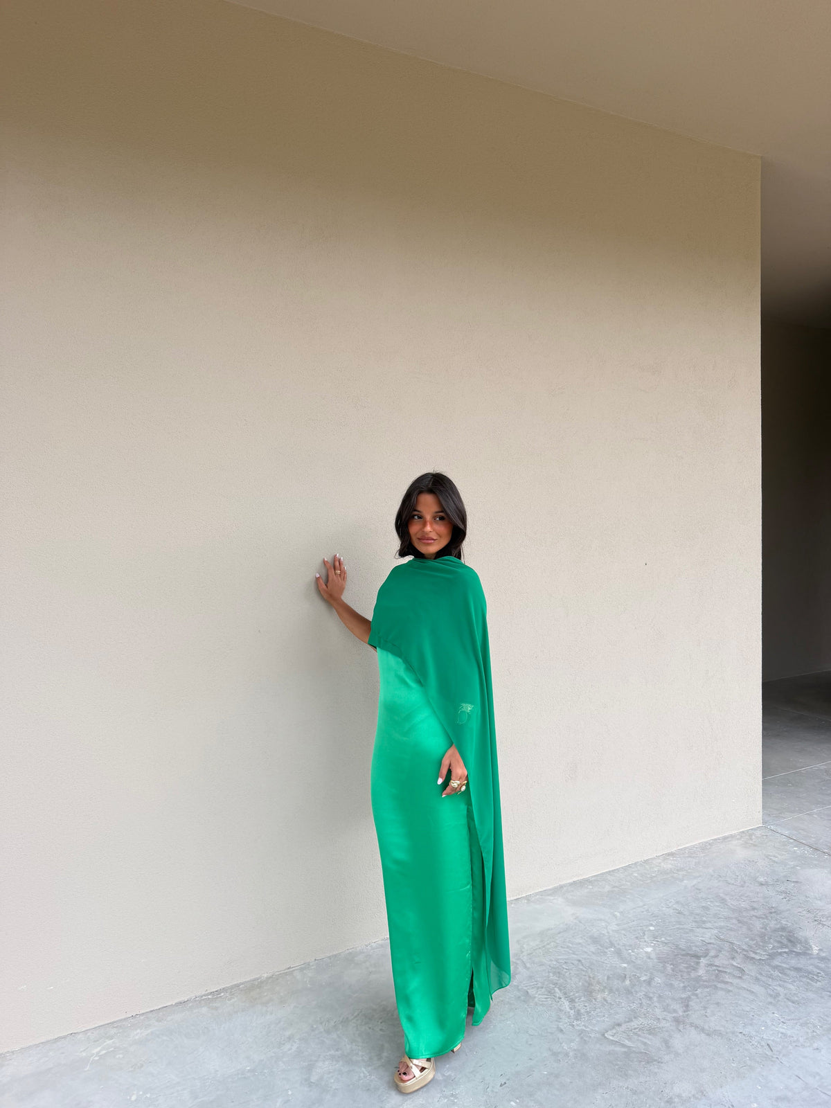 Vestido largo estampado, Verde, sexta vista