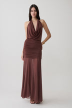 Jorja | vestido largo halter drapeado