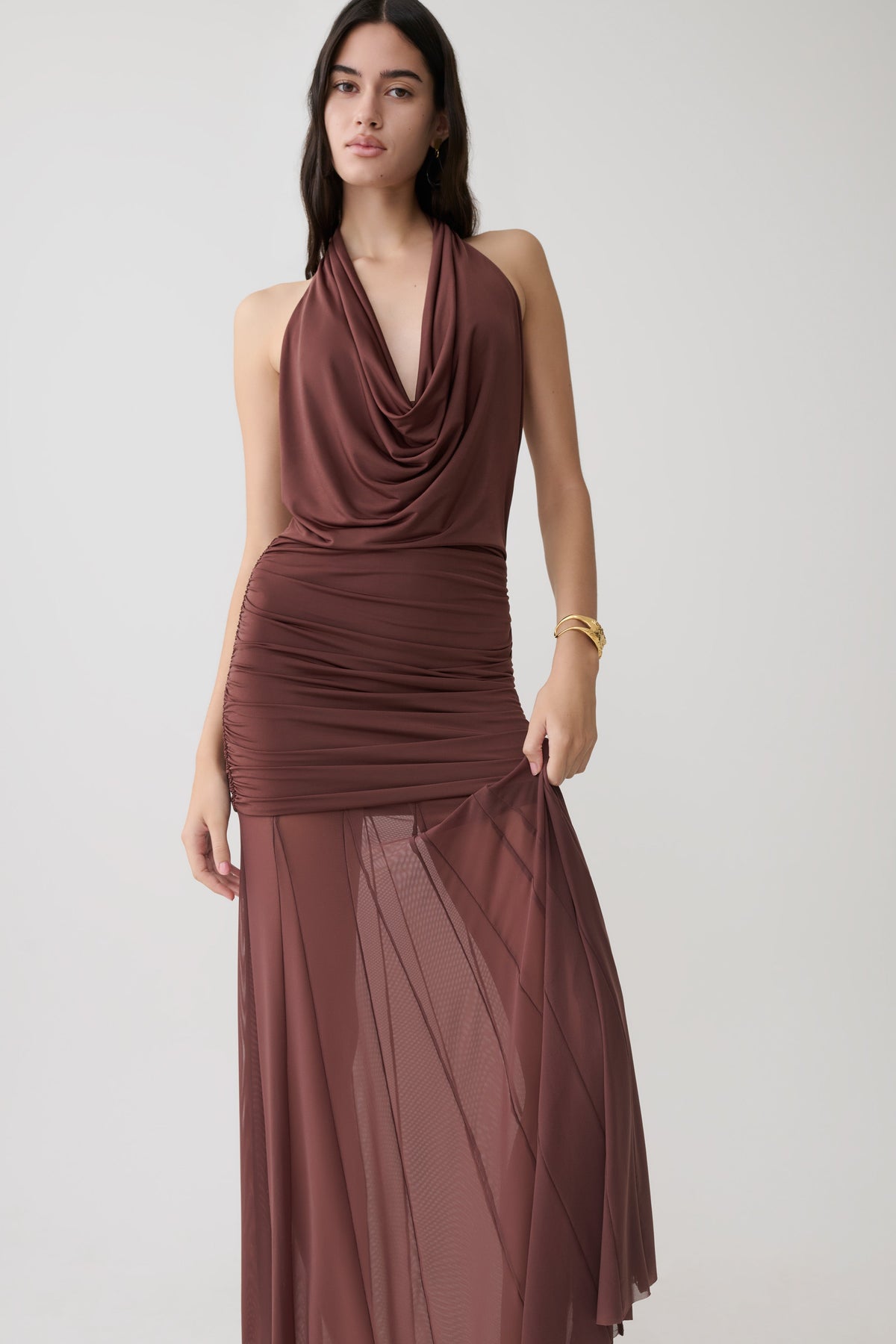 Jorja | vestido largo halter drapeado