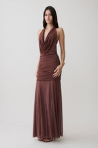 Jorja | vestido largo halter drapeado