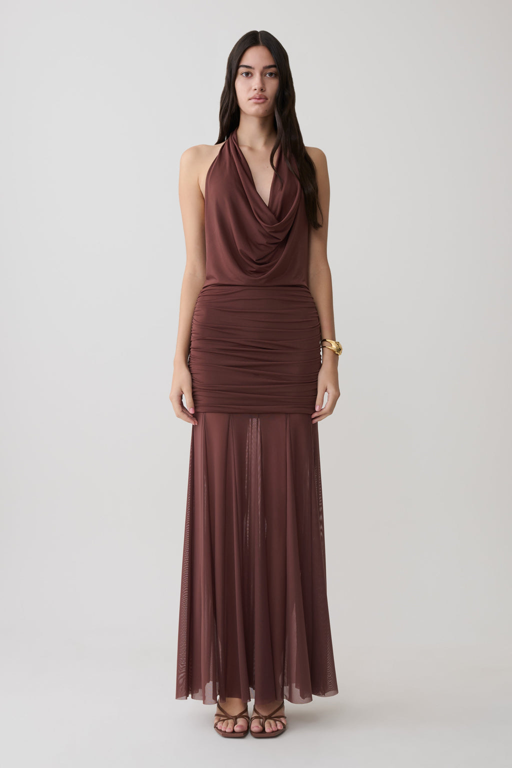 Jorja | vestido largo halter drapeado