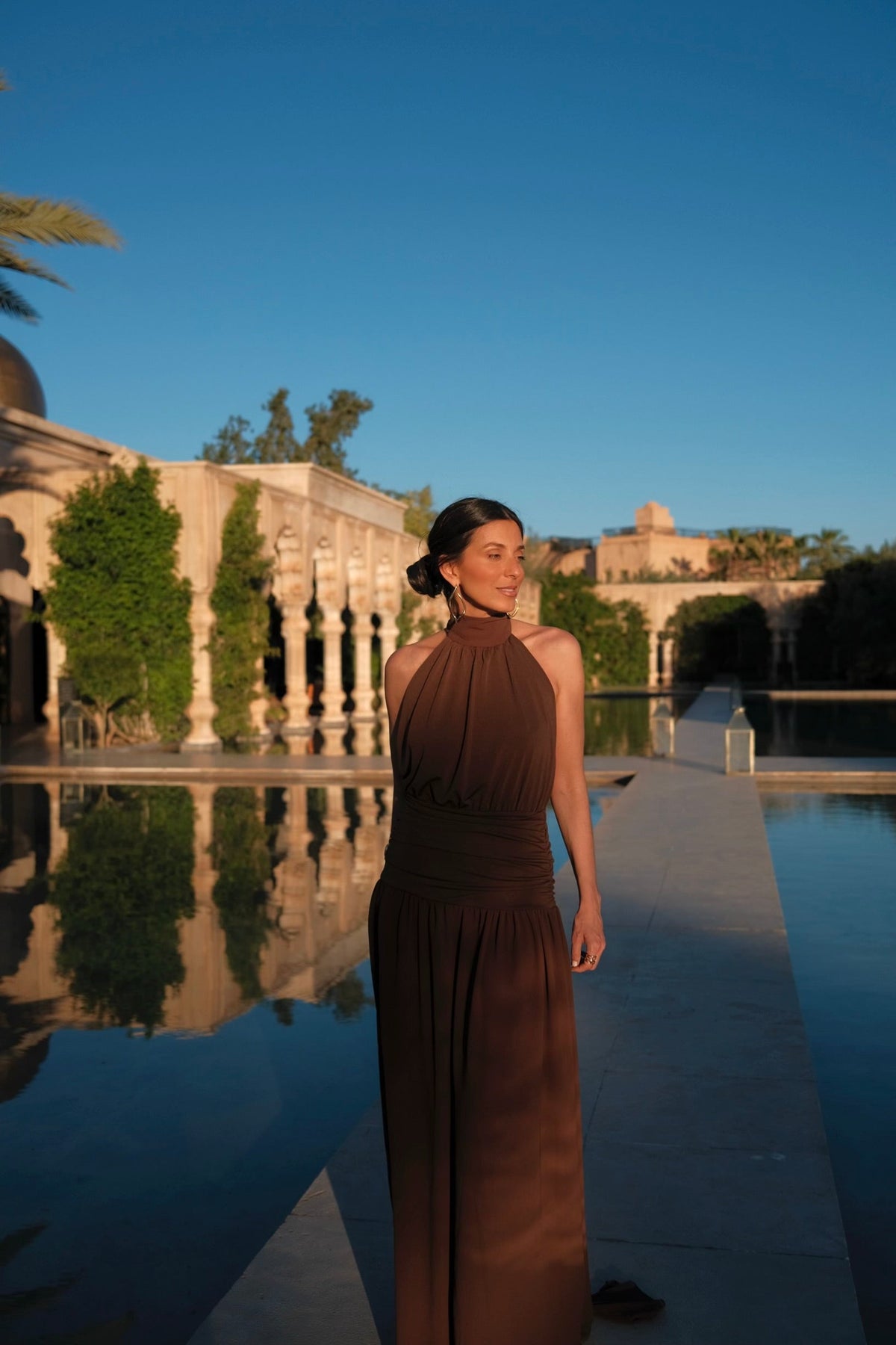Paloma | vestido largo halter fruncido