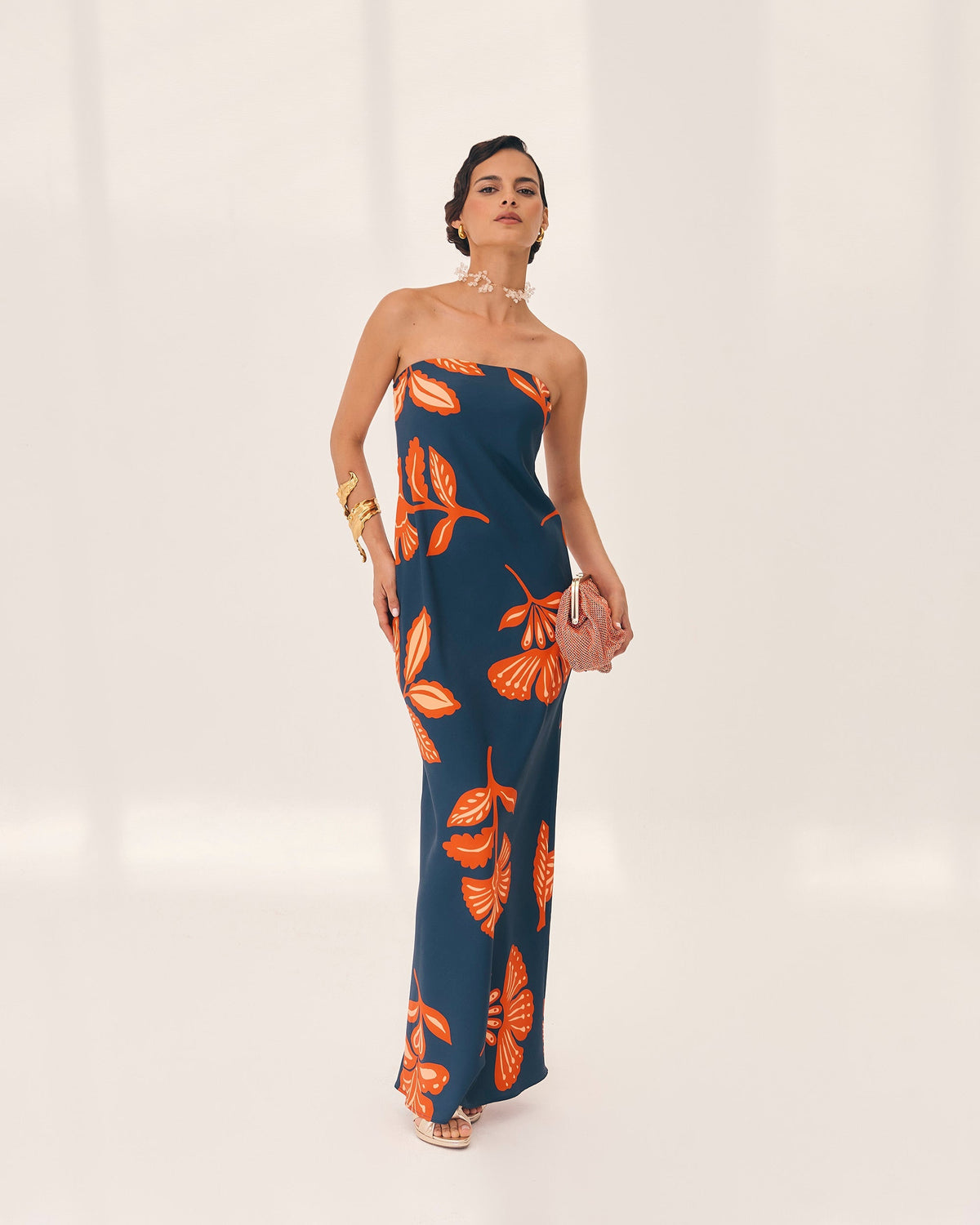 Orfila | vestido floral sin tirantes