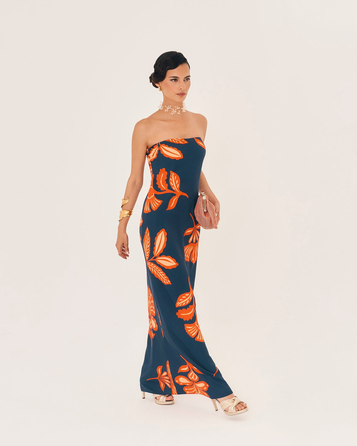 Orfila | vestido floral sin tirantes