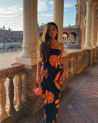 Orfila | vestido floral sin tirantes