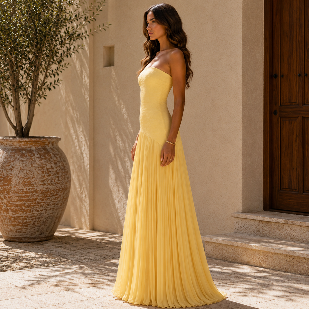 Almudena | vestido largo plisado