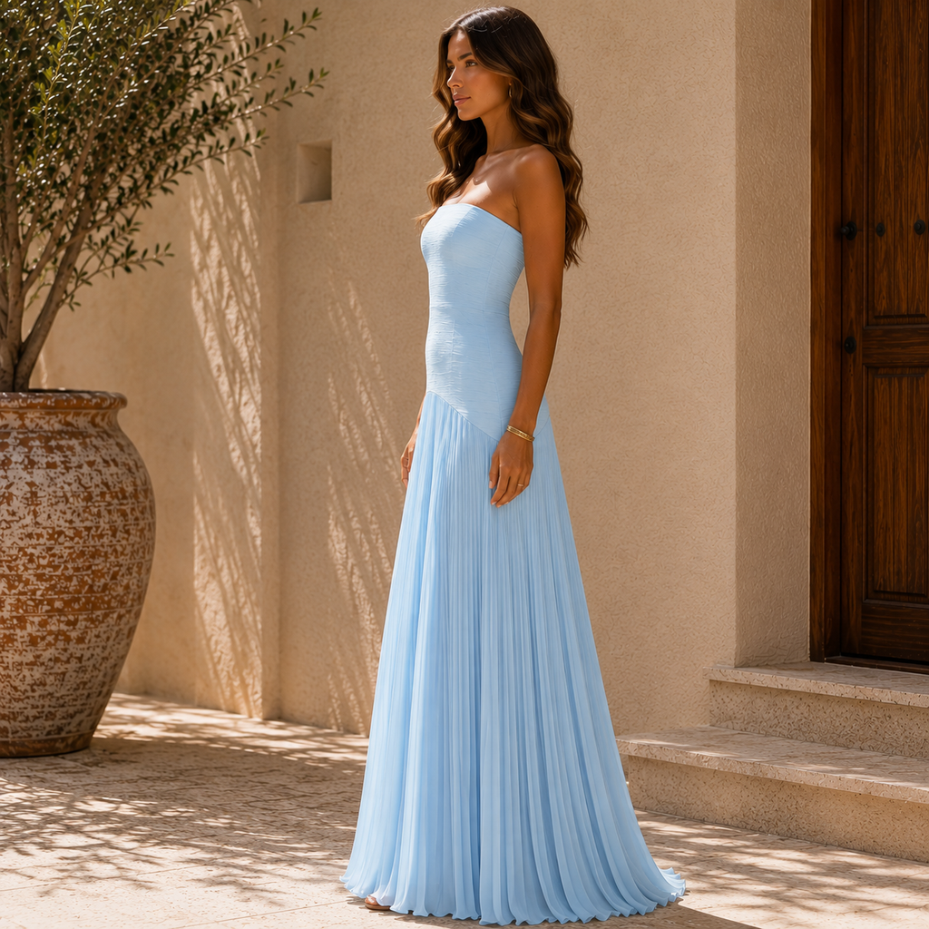 Almudena | vestido largo plisado