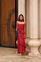 Khayal | vestido largo con olanes