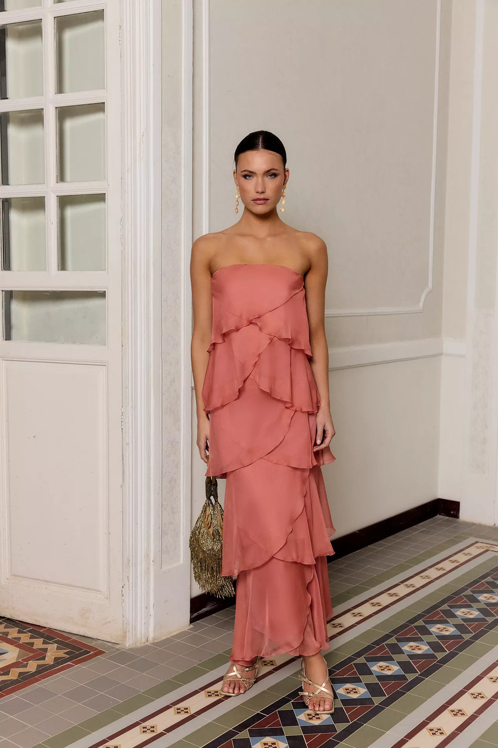 Khayal | vestido largo con olanes