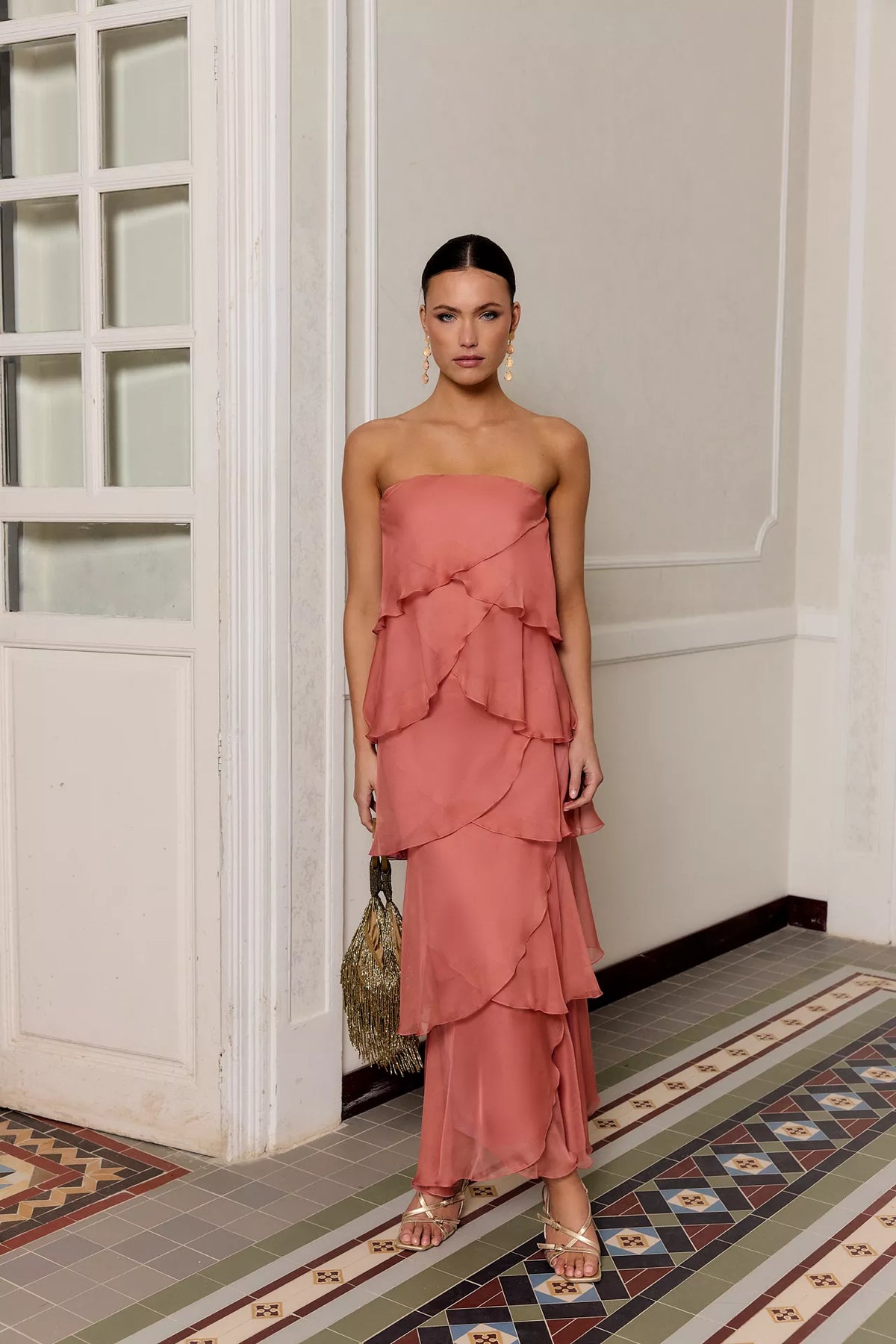 Khayal | vestido largo con olanes