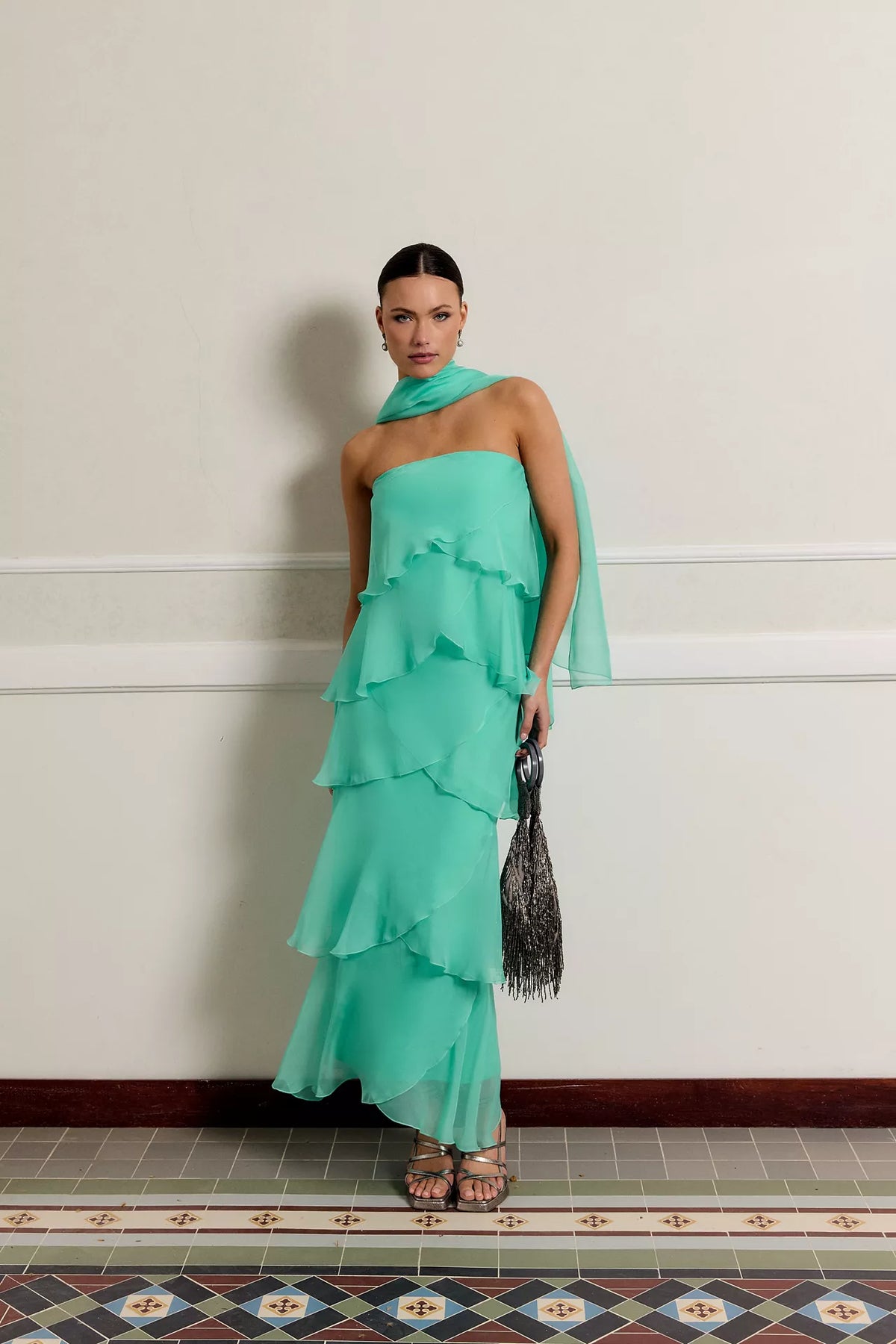 Khayal | vestido largo con olanes