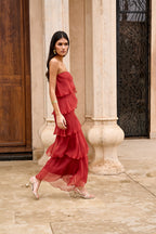 Khayal | vestido largo con olanes