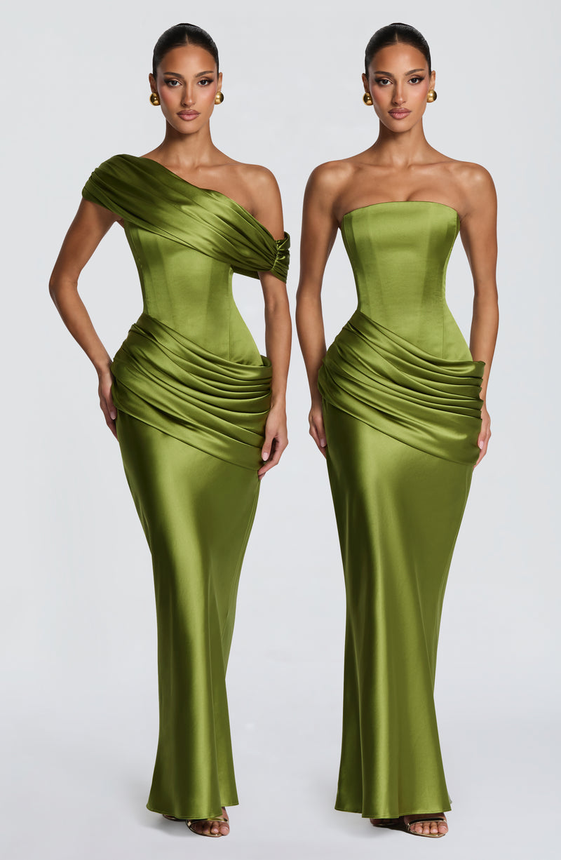Ella | vestido maxi bustier satén
