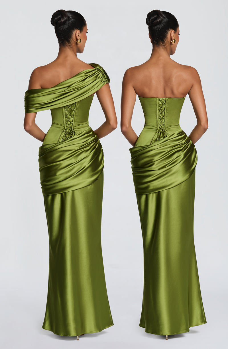 Ella | vestido maxi bustier satén