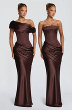 Ella | vestido maxi bustier satén