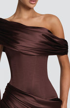 Ella | vestido maxi bustier satén