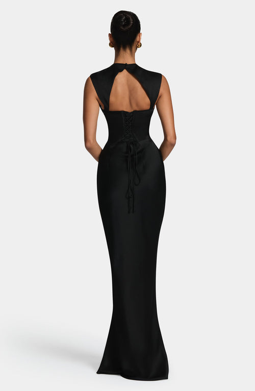 Anel | vestido maxi de cuello alto