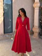 Vestido midi acampanado con cintura marcada, sexta vista