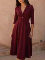 Vestido midi acampanado con cintura marcada, segunda vista