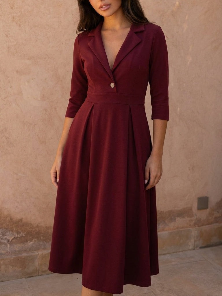 Vestido midi acampanado con cintura marcada, segunda vista